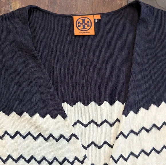 TORY BURCH silk cardigan sweater M L - Picture 11 of 12